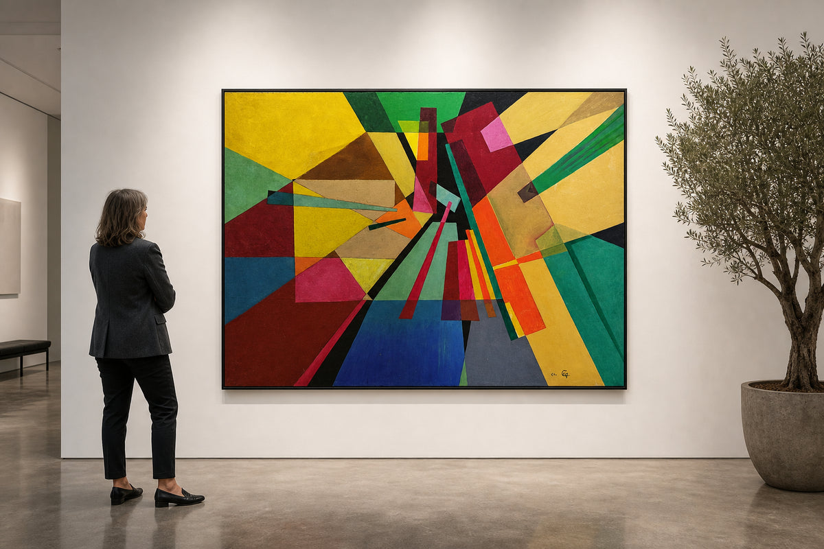 Geometric Abstract Composition in Multiple Colours - shown to scale