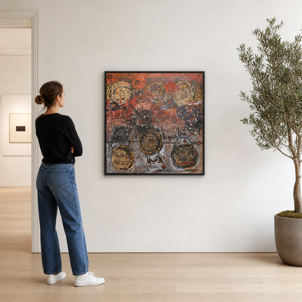 Abstract Circles with Arabic Calligraphy - shown to scale