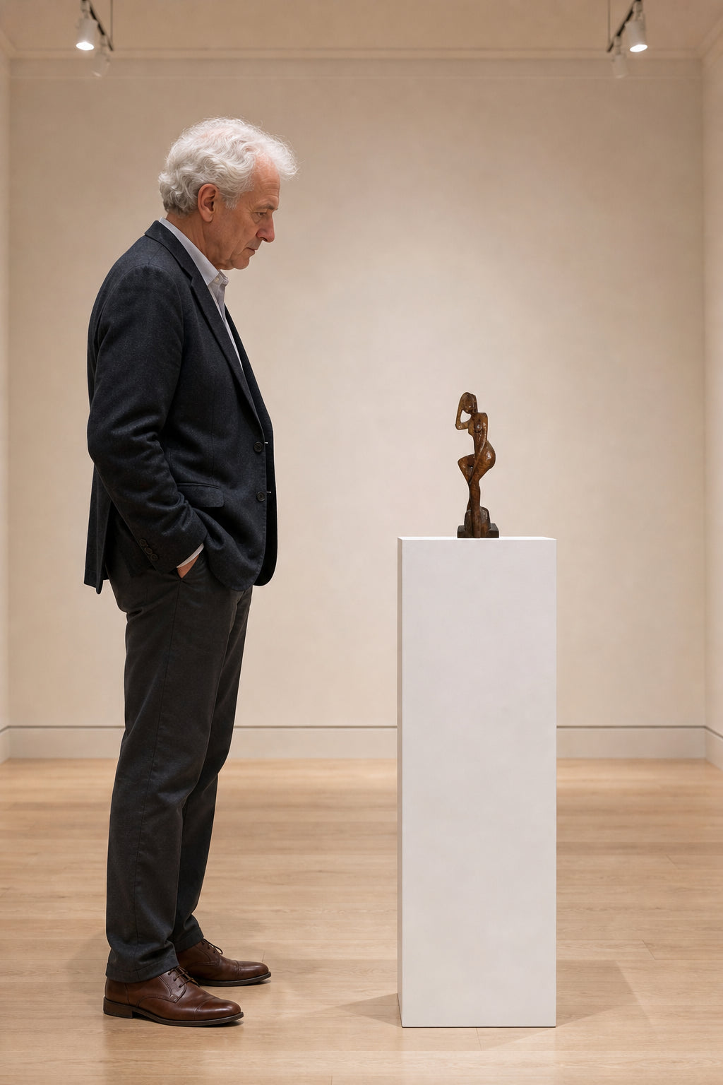 Seated Female Figure Wood Sculpture - shown to scale