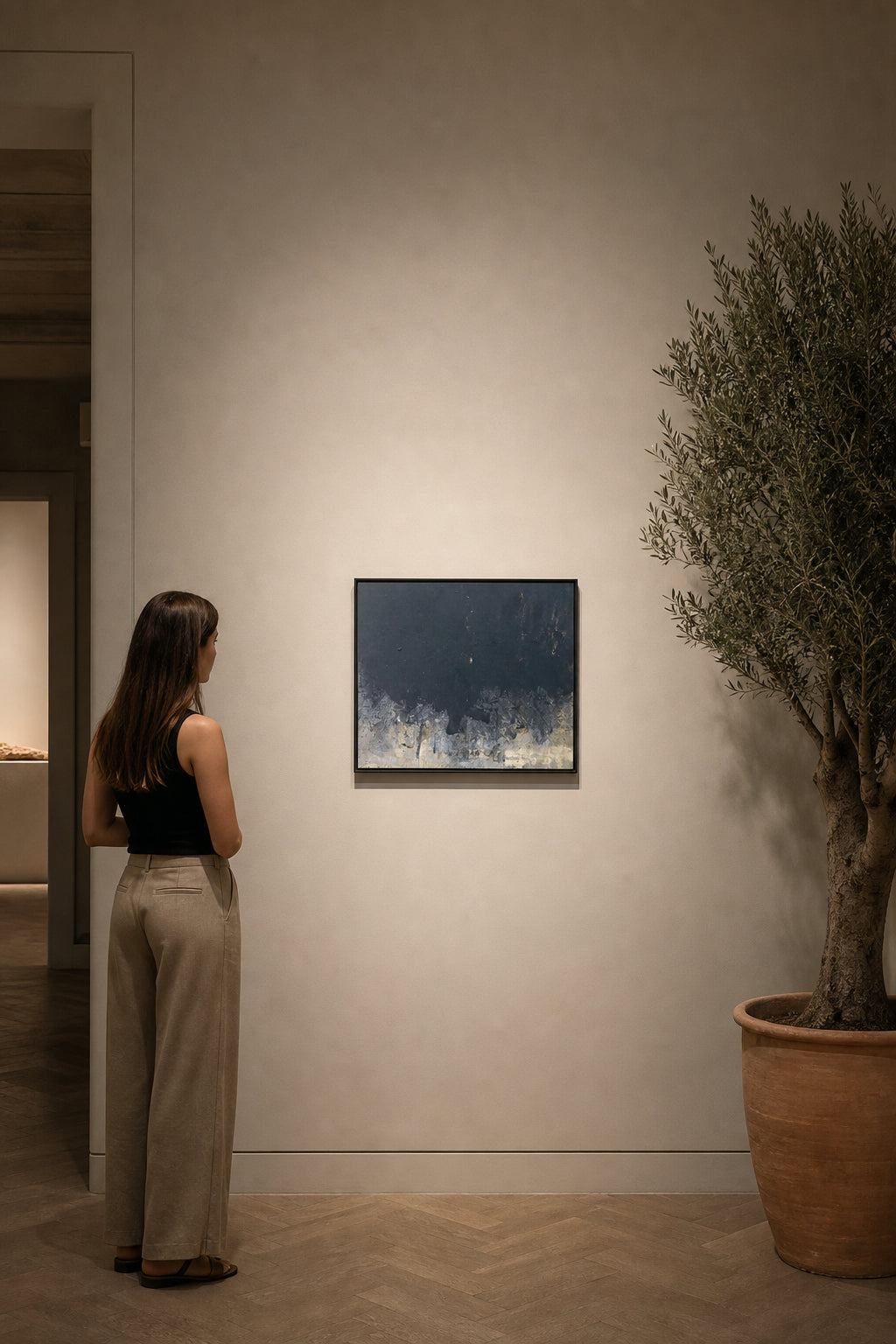 Dark Abstract Textured Landscape with Script - shown to scale