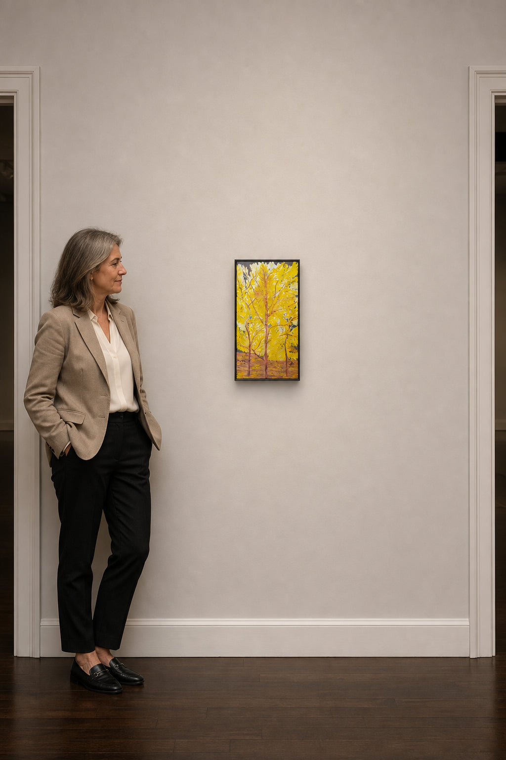 Three Yellow Trees in Bloom - shown to scale