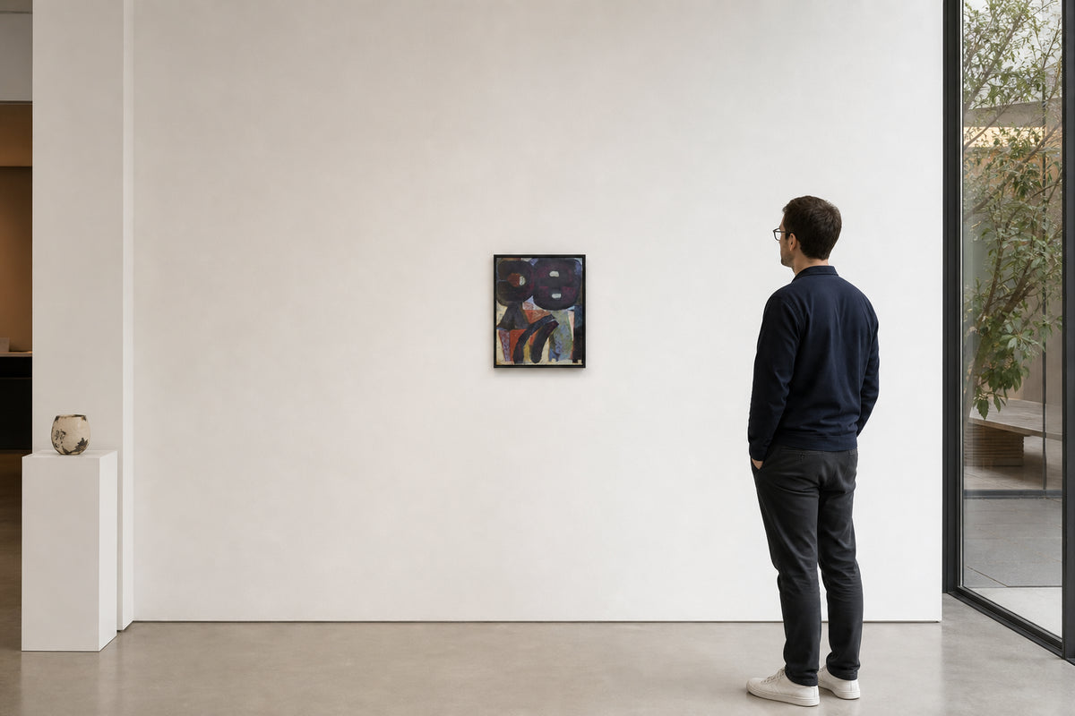 Dark Abstract Forms with Color Blocks - shown to scale