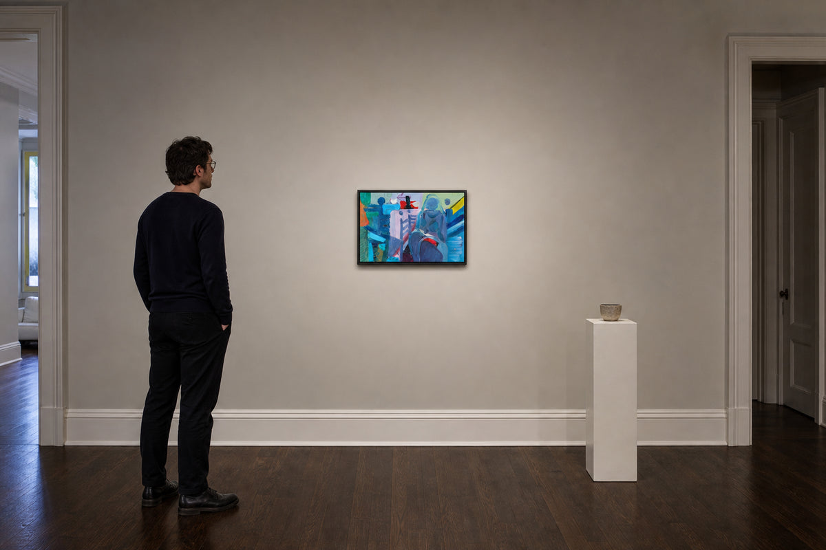 Abstract Figures with Blue and Red - shown to scale