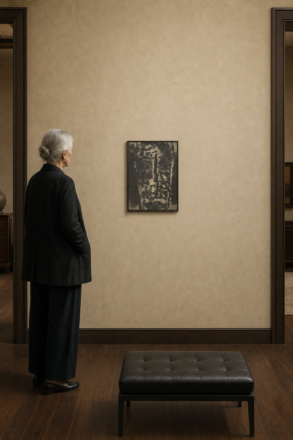 Abstract Dark Human Face Portrait - shown to scale