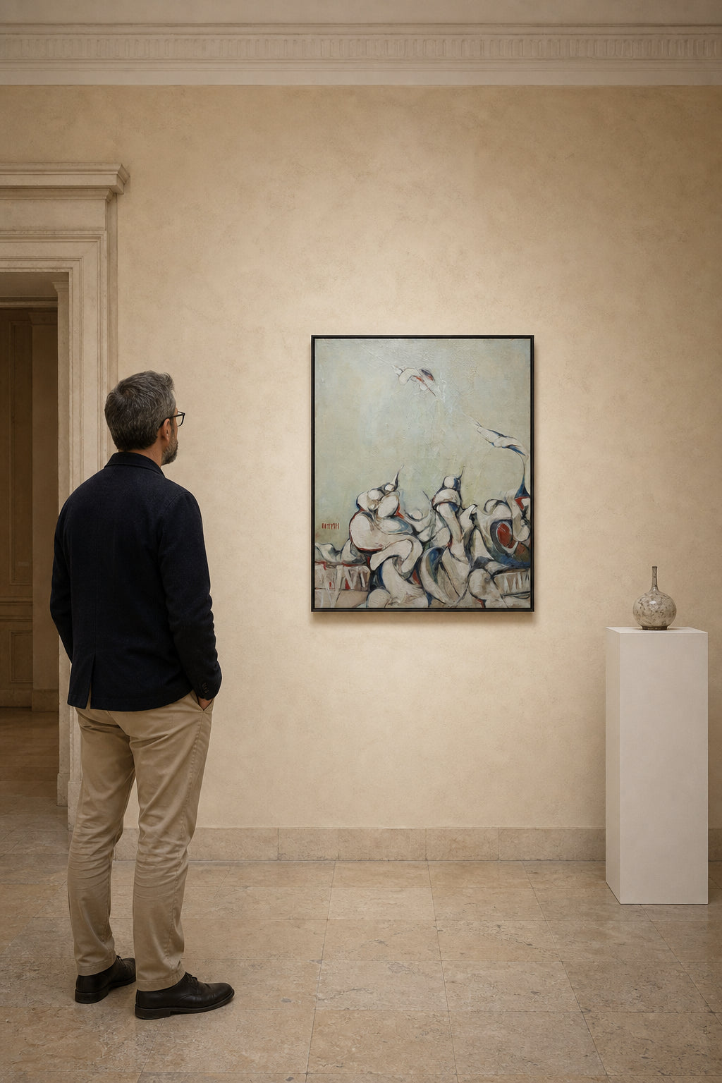Abstract Figures Reaching Upward - shown to scale