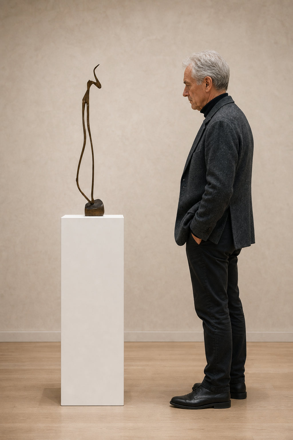 Tall Abstract Bronze Standing Figure - shown to scale