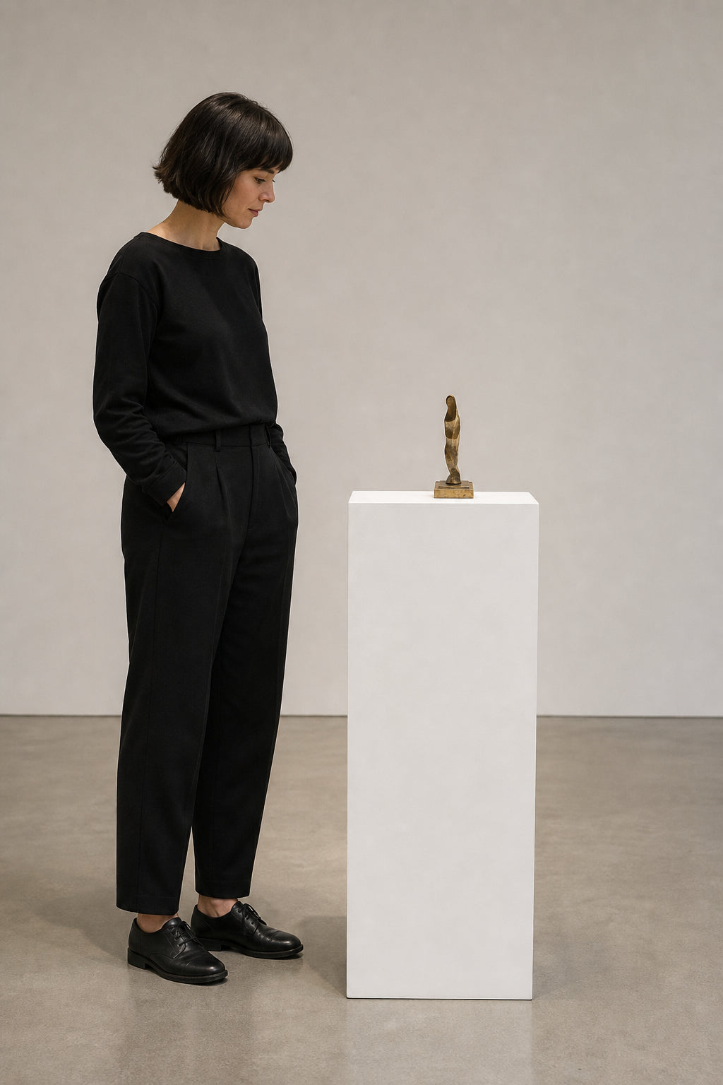 Abstract Standing Human Bronze Figure - shown to scale