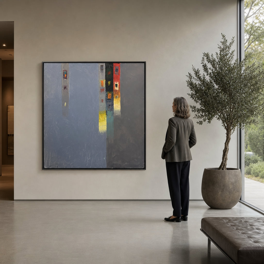 Abstract Vertical Forms on Grey - shown to scale