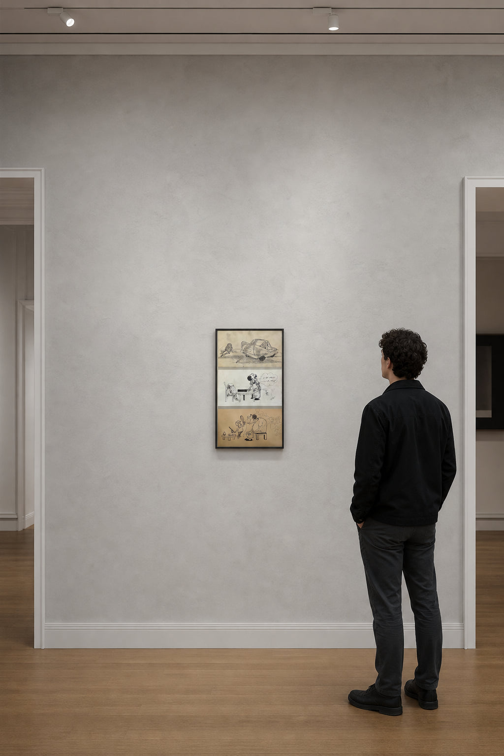 Three Arabic Political Cartoon Sketches - shown to scale