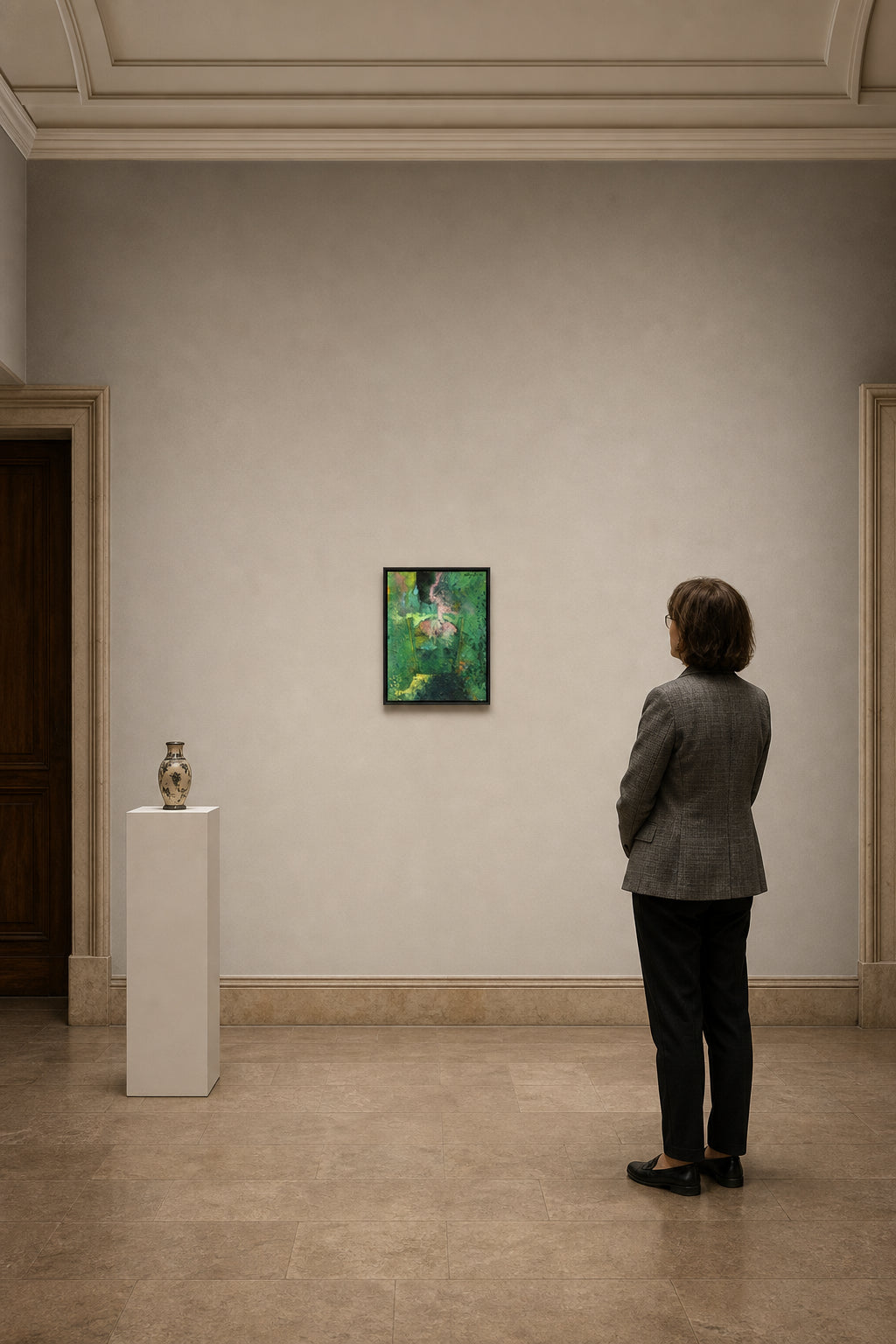 Green Chair in Abstract Setting - shown to scale