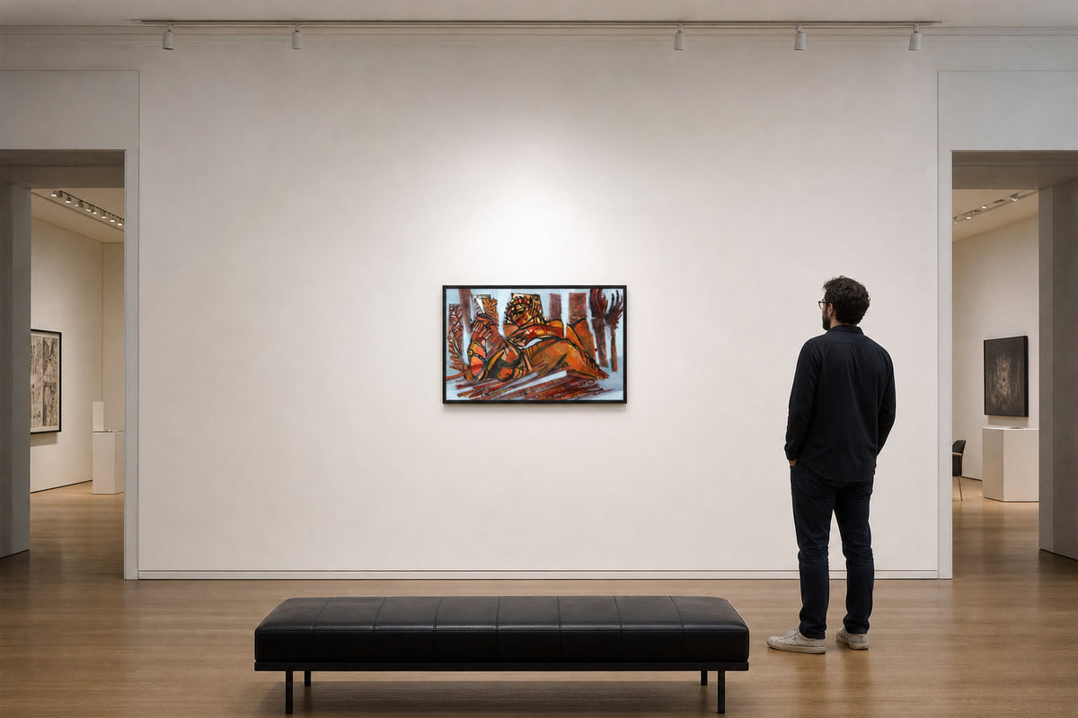 Reclining Figure in Orange Tones - shown to scale