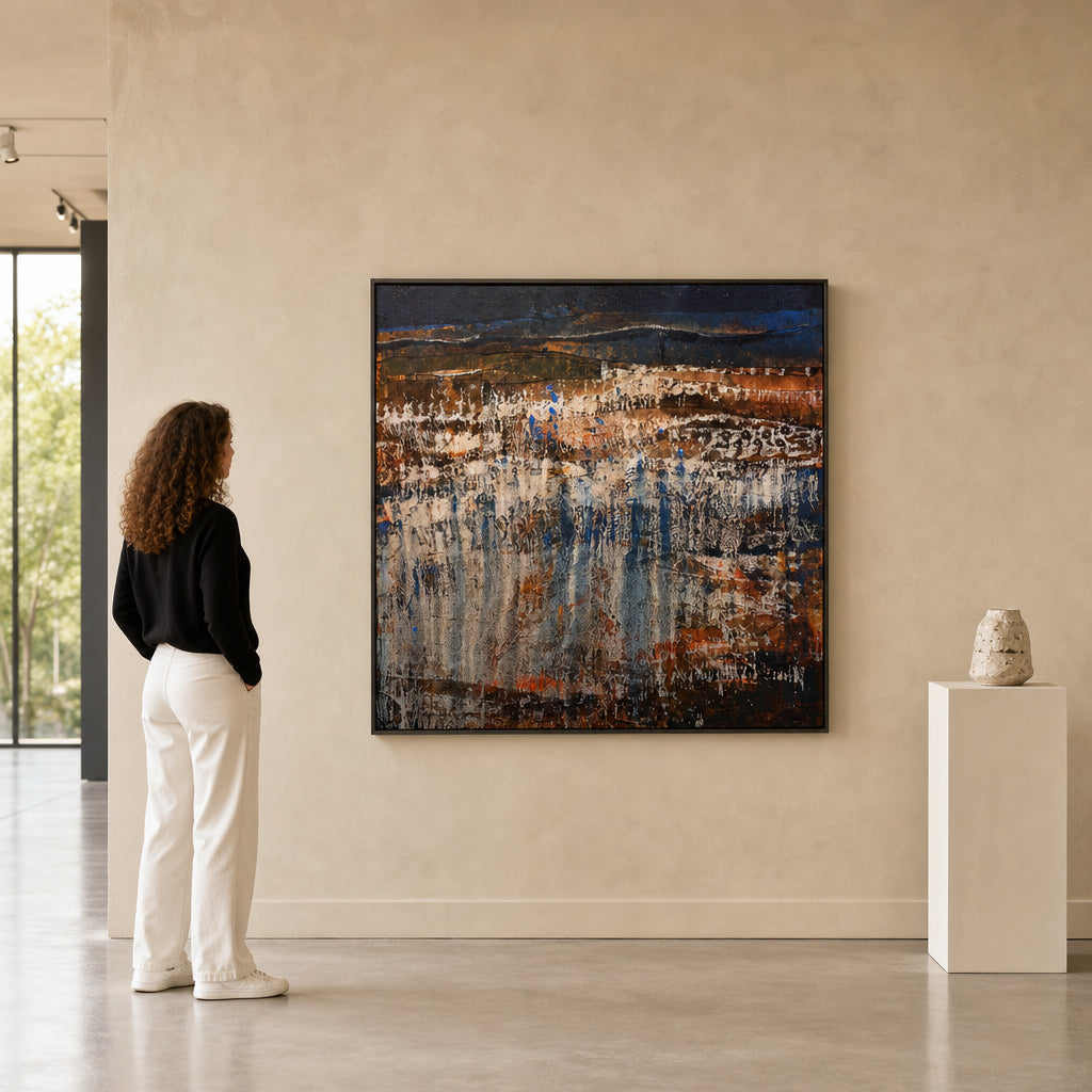Abstract Landscape in Brown and Blue - shown to scale