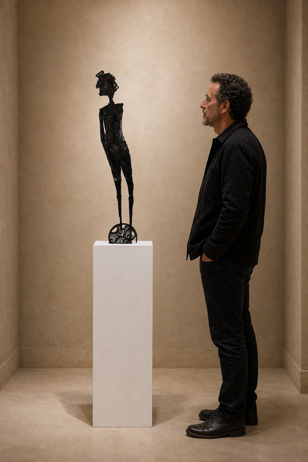 Tall Standing Female Figure Sculpture - shown to scale