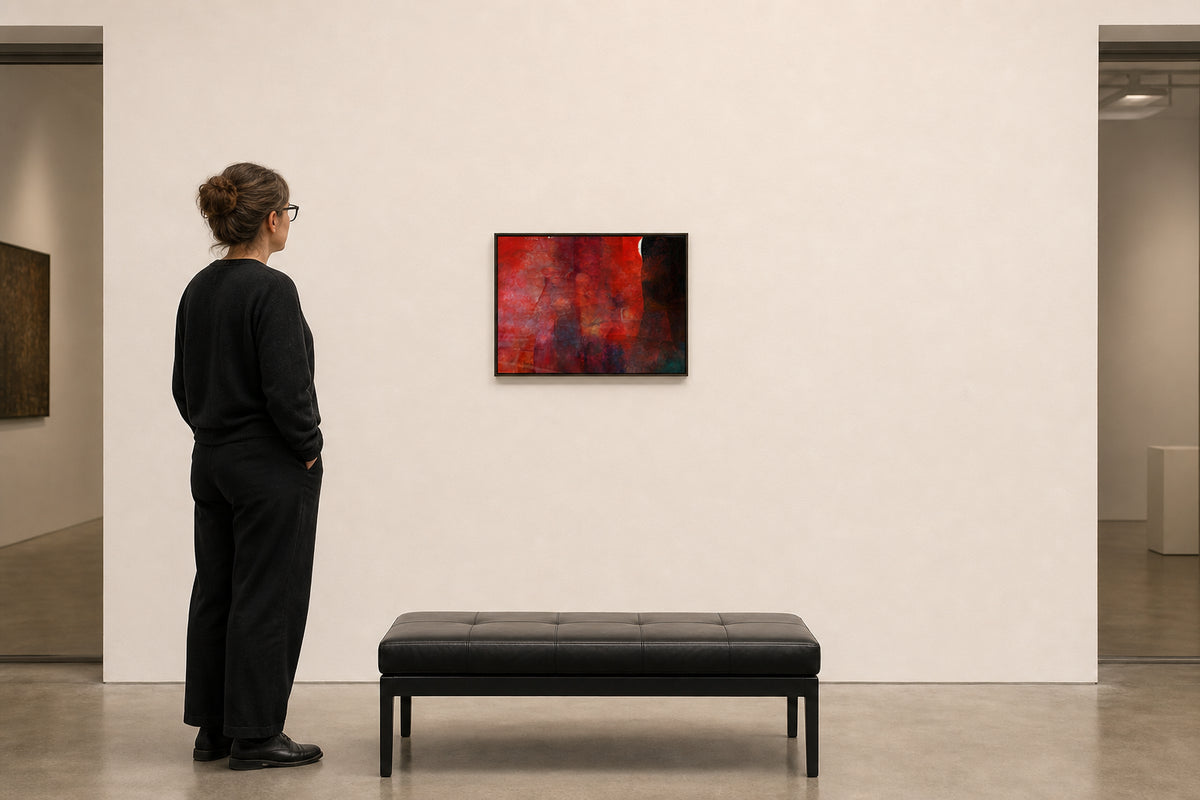 Abstract Red Figures in Dark Composition - shown to scale