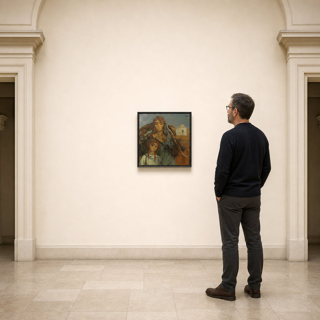 Veiled Woman and Young Girl - shown to scale