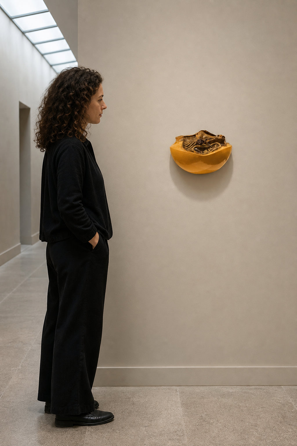 Glazed Ceramic Bowl with Relief Detail - shown to scale