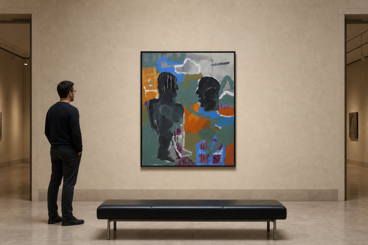 Two Dark Figures Facing Each Other - shown to scale