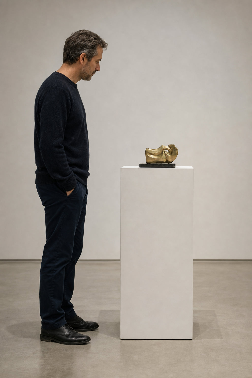 Abstract Bronze Form on Dark Base - shown to scale