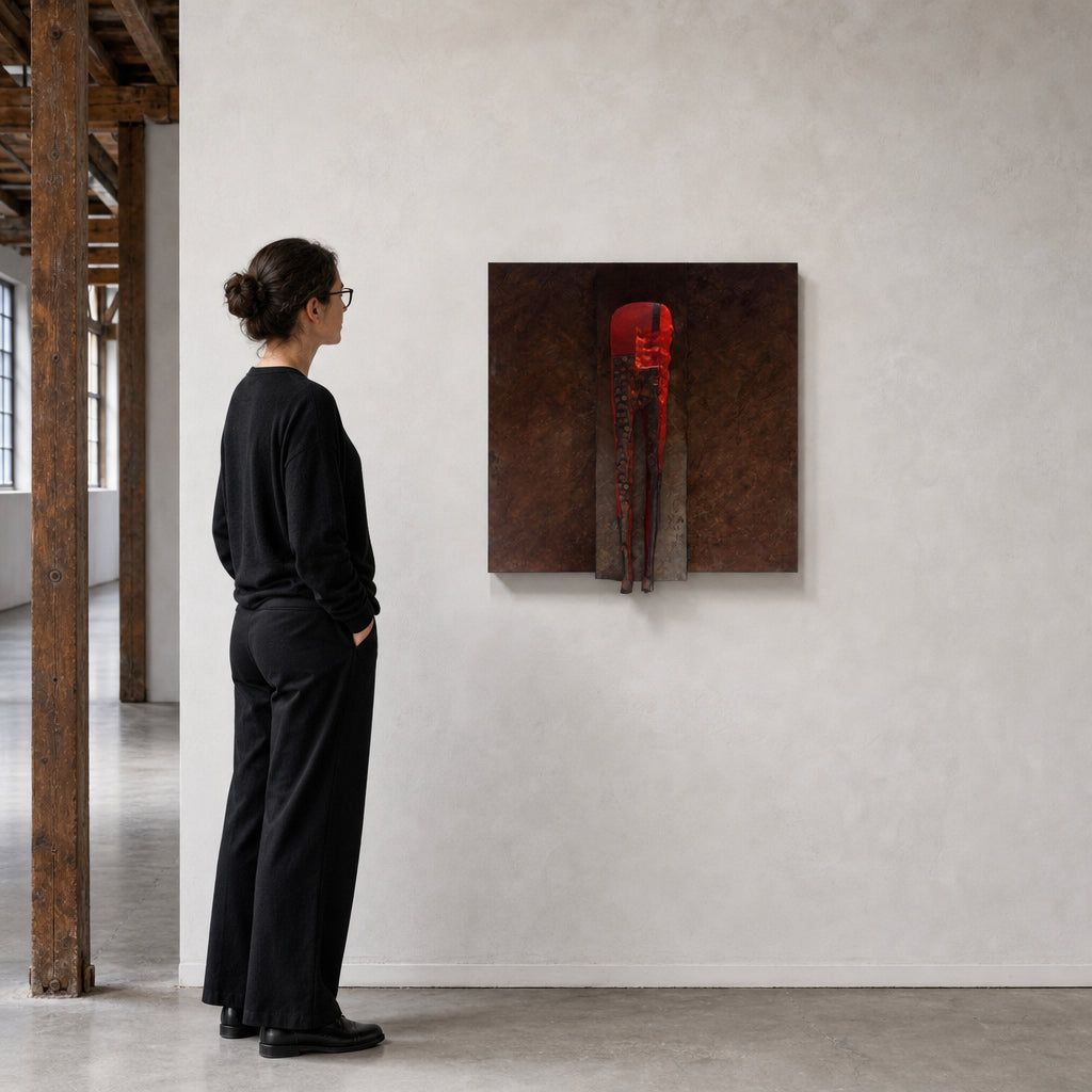 Abstract Human Figure on Dark Panel - shown to scale