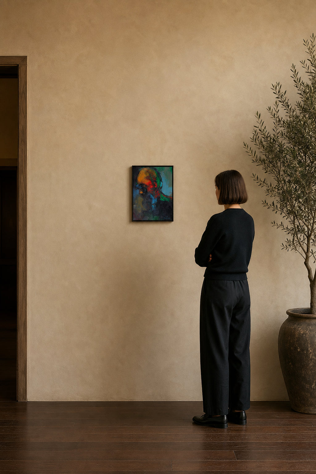 Expressionist Portrait of Elderly Man - shown to scale