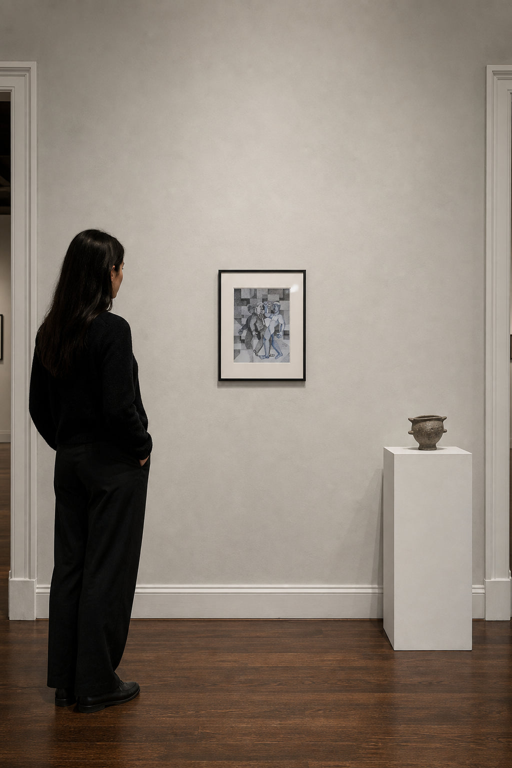 Two Figures in Confrontation with Chains - shown to scale