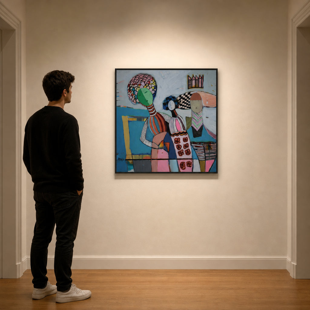 Three Decorative Female Figures Standing - shown to scale