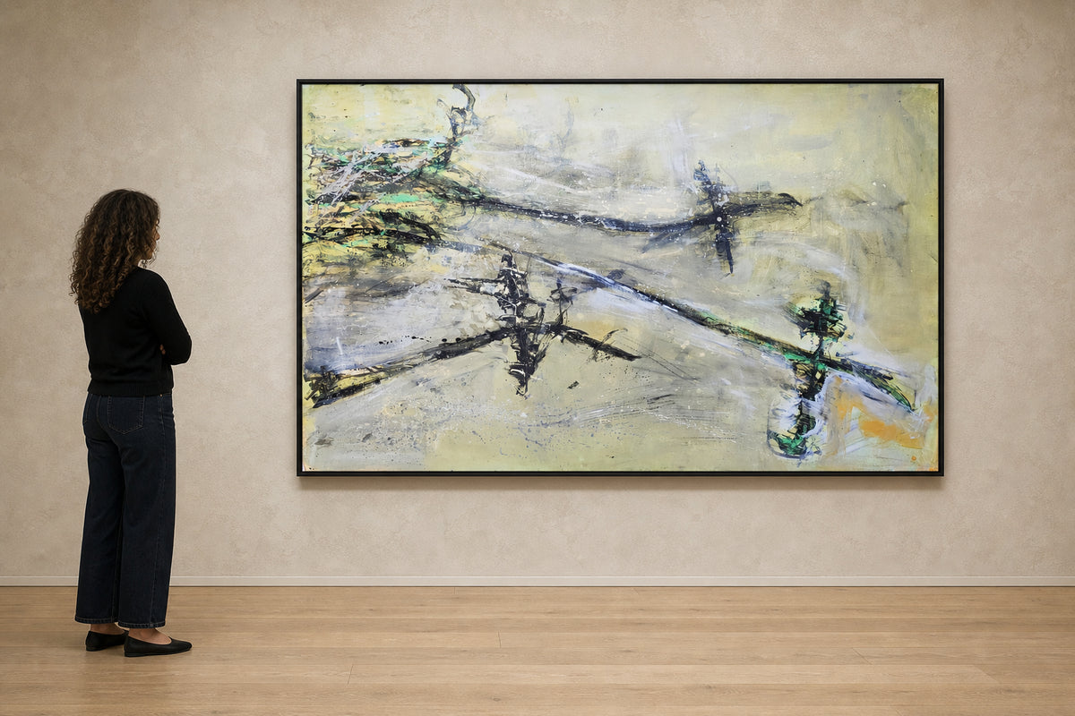 Abstract Black Lines on Pale Ground - shown to scale