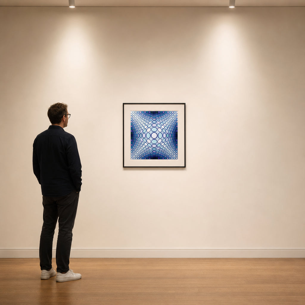 Blue Spherical Grid of Ovals - shown to scale