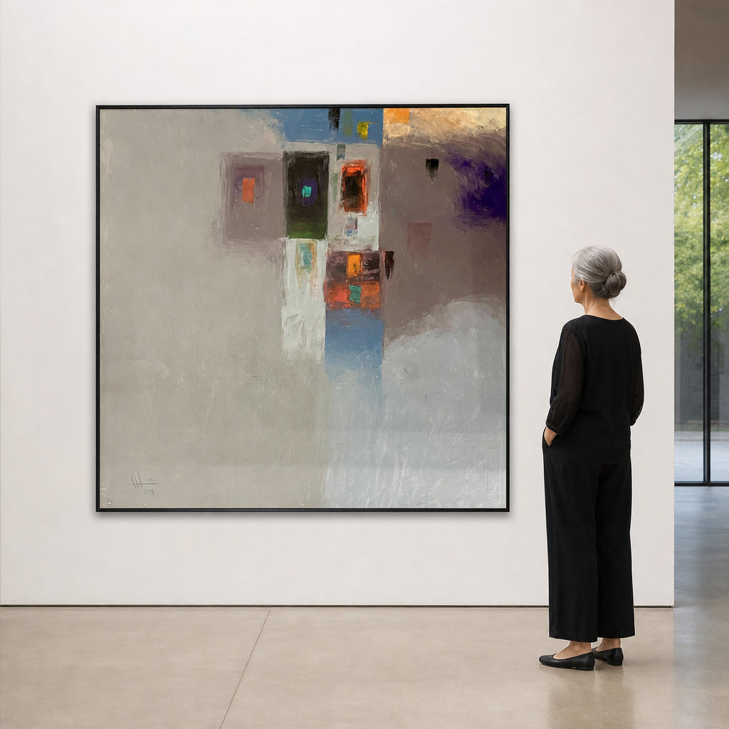 Abstract Geometric Blocks on Grey - shown to scale