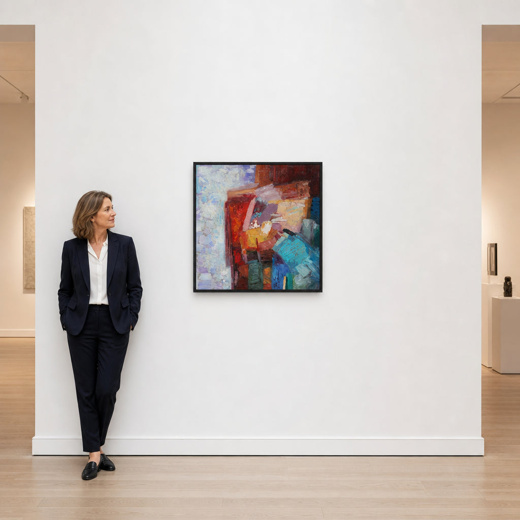Colourful Abstract Interior Scene - shown to scale
