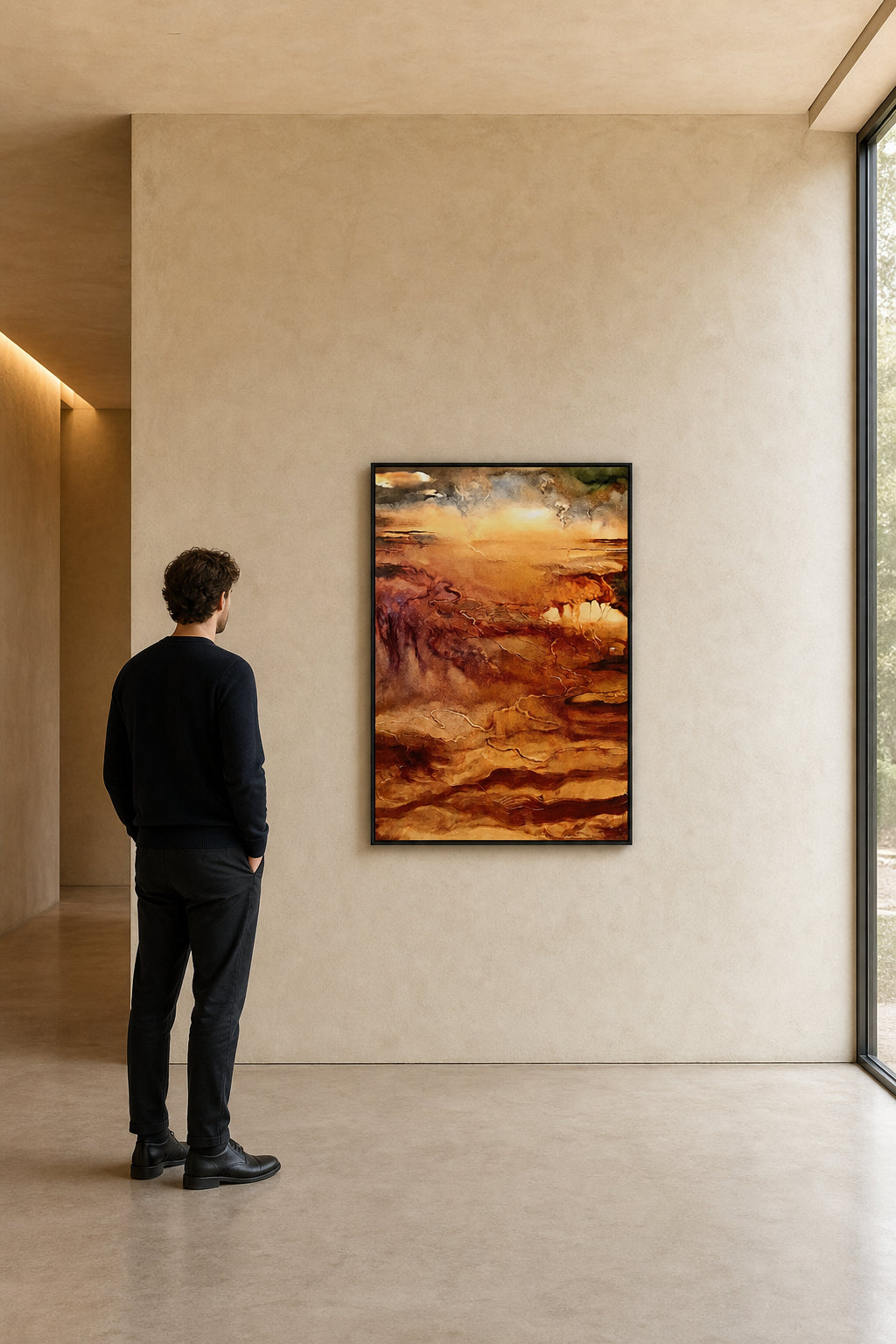 Abstract Stormy Landscape with Warm Glow - shown to scale