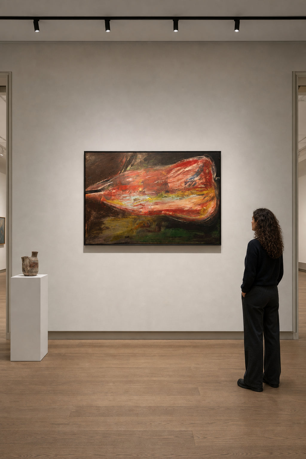 Abstract Red Form on Dark Ground - shown to scale