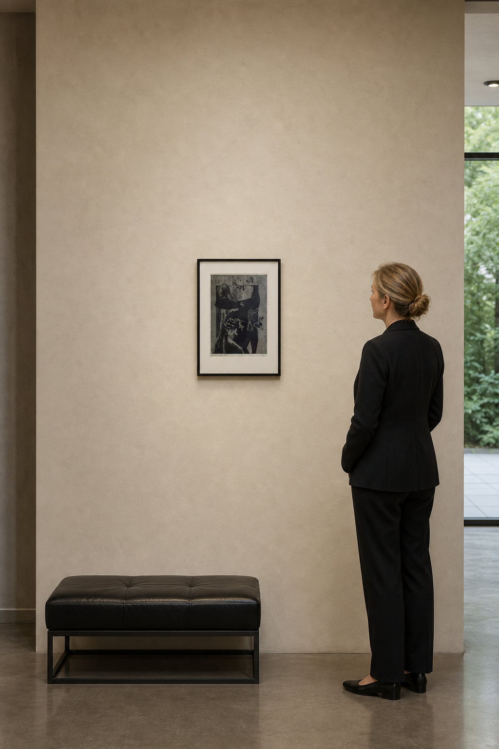 Dark Abstract Figures with Floral Forms - shown to scale