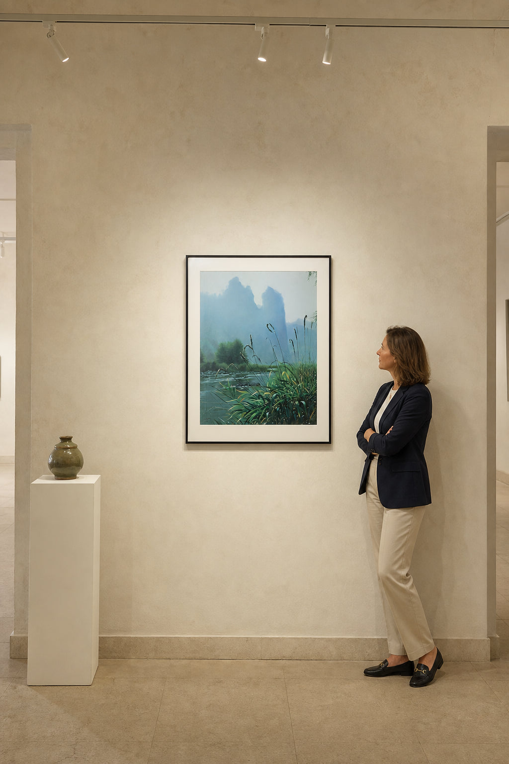 River Reeds With Misty Mountain Cliffs - shown to scale