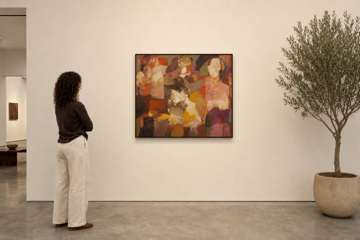 Fragmented Figures in Warm Tones - shown to scale