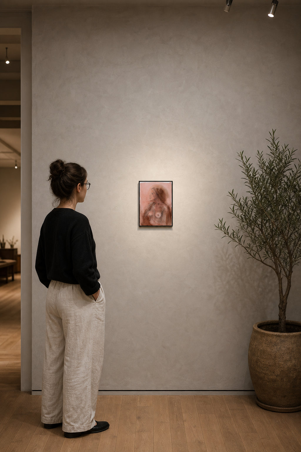 Female Nude Figure in Profile - shown to scale