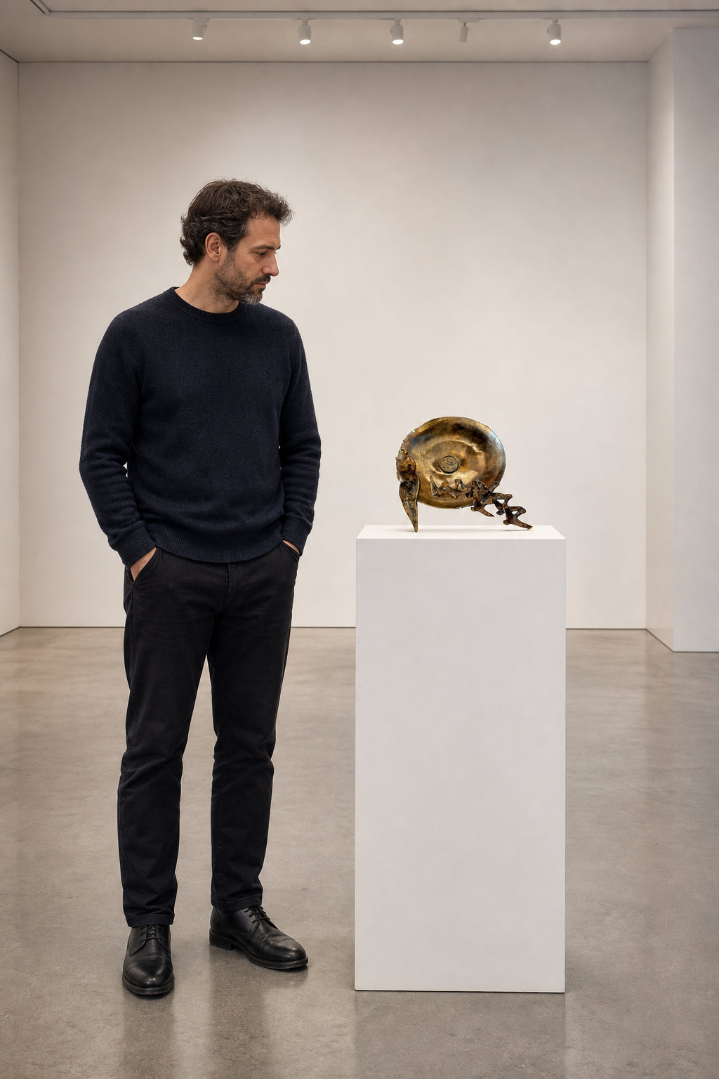 Bronze Disc with Abstract Figures - shown to scale