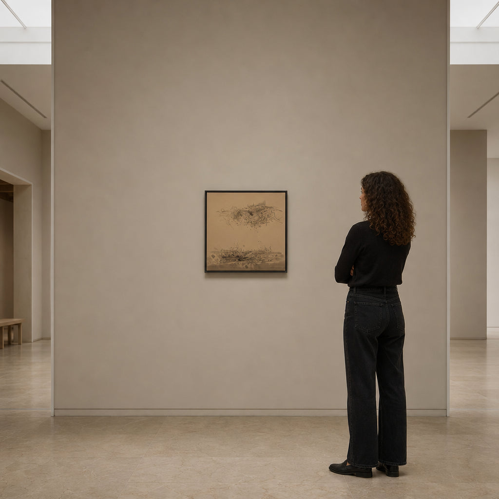 Two Abstract Clusters on Beige Ground - shown to scale