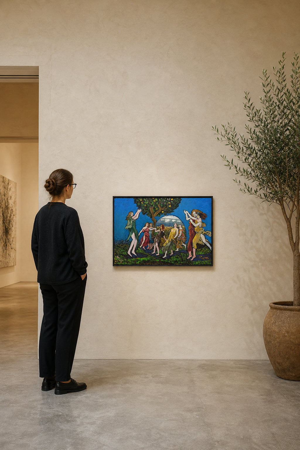 Women Dancing Under Fruit Tree - shown to scale