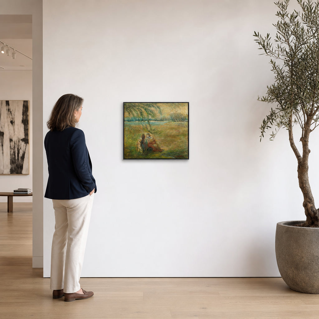 Family Resting in Green Landscape - shown to scale