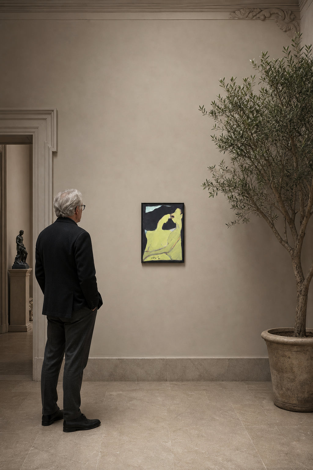 Reclining Female Figure Dark Background - shown to scale