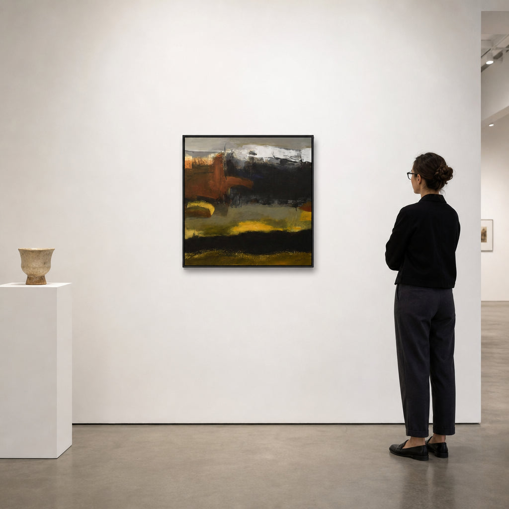 Dark Abstract Landscape with Yellow Tones - shown to scale