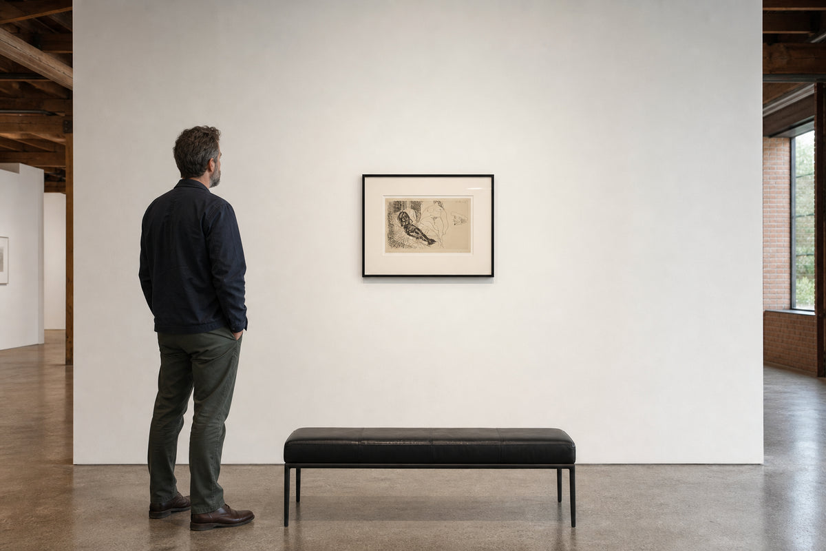 Reclining Figure Nude and Male Profile - shown to scale