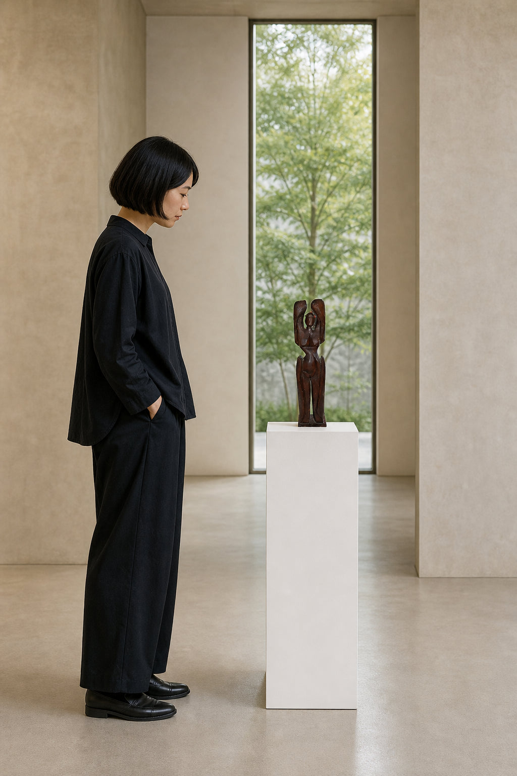 Abstract Female Figure Arms Raised - shown to scale