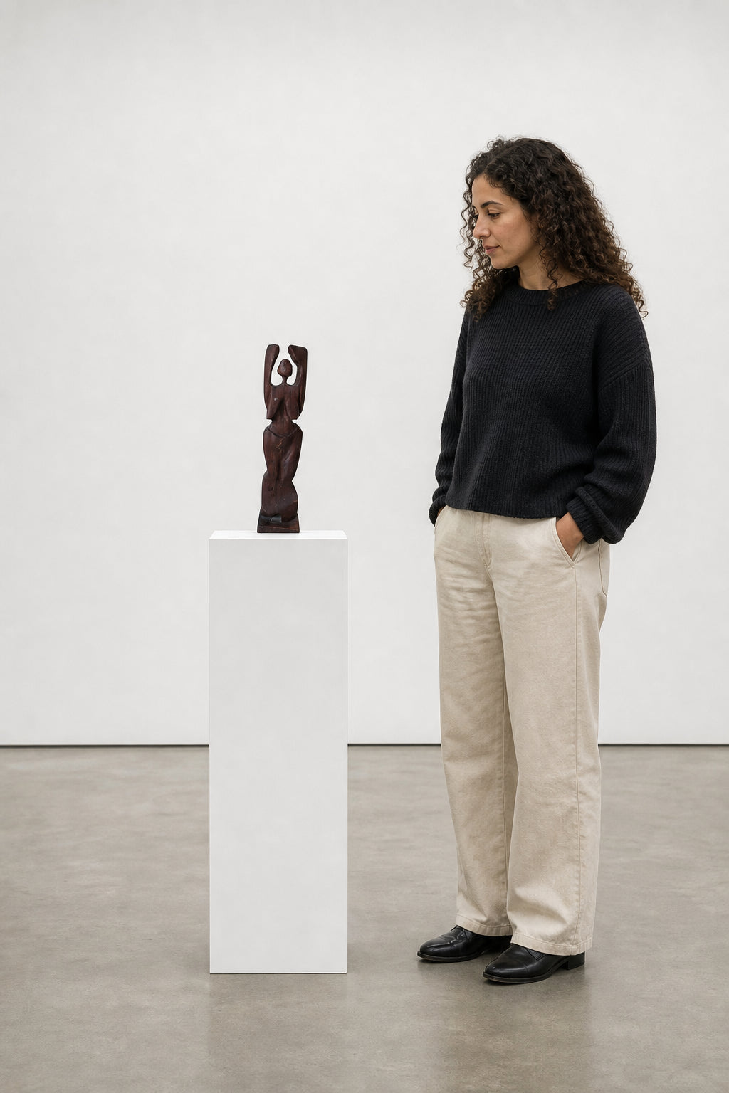 Abstract Female Figure Arms Raised - shown to scale