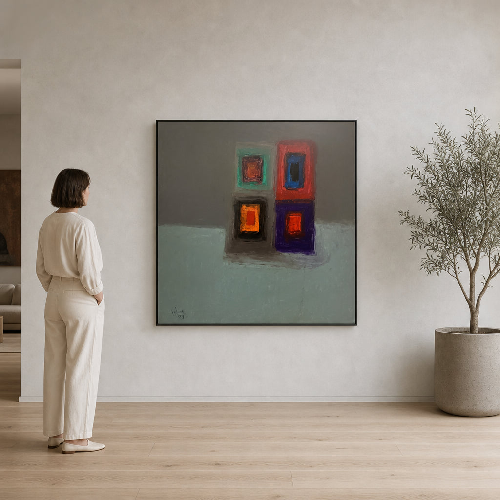 Four Coloured Nested Rectangles on Grey - shown to scale