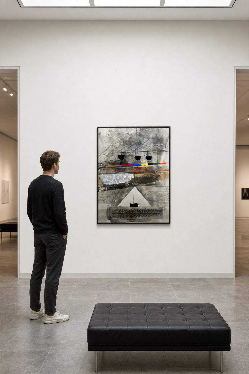 Abstract Collage with Color Strip - shown to scale