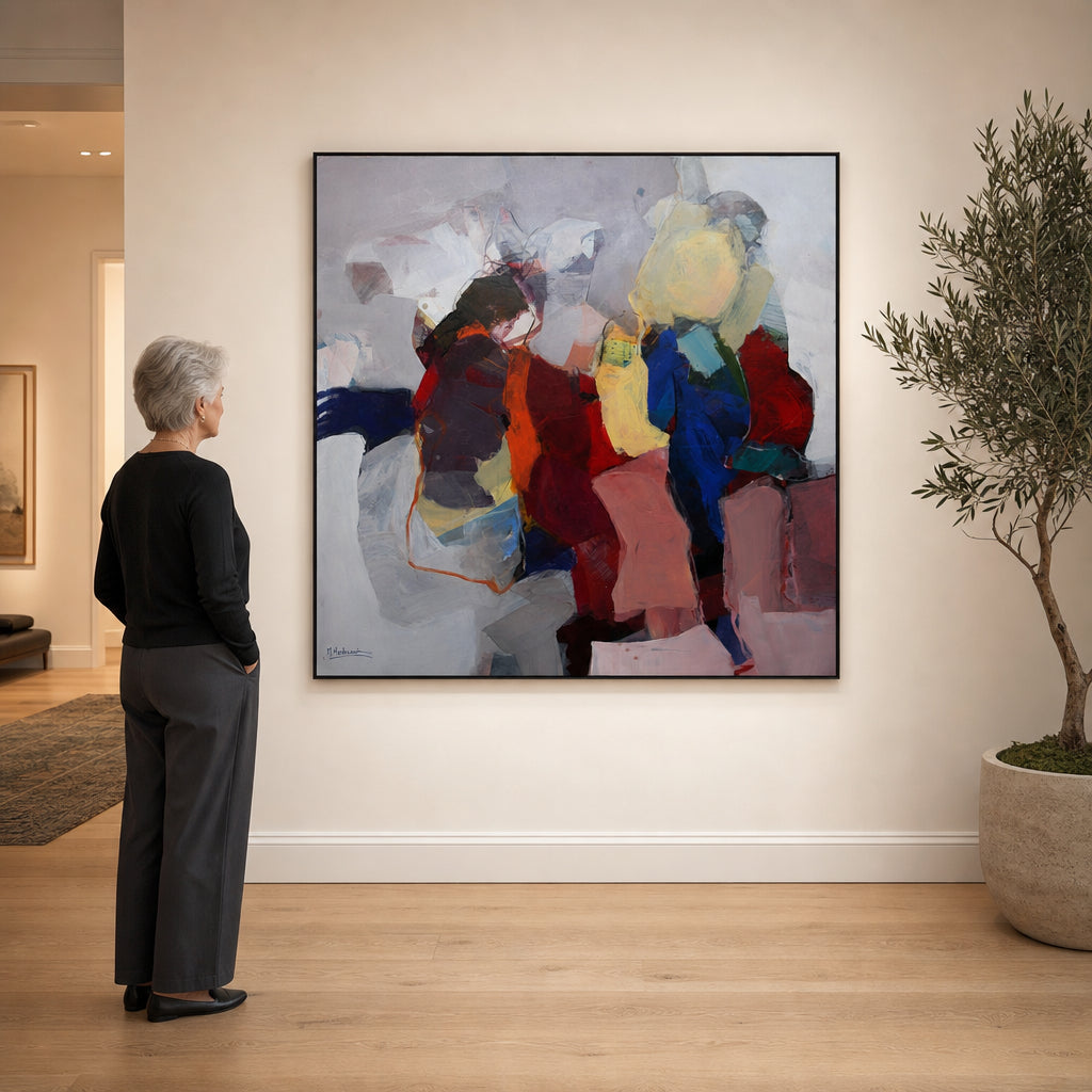 Two Abstract Figures in Conversation - shown to scale