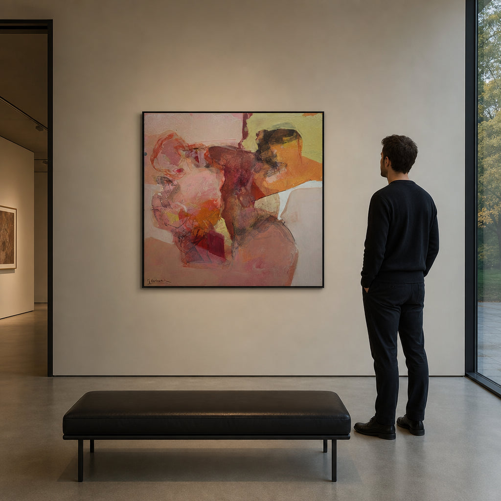 Abstract Figures in Pink and Orange - shown to scale