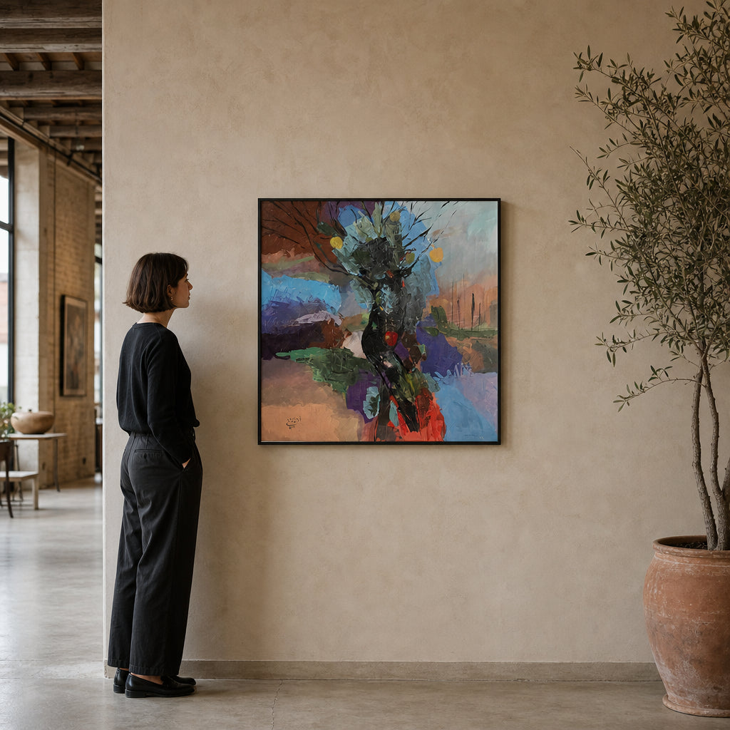 Abstract Tree with Fruit and Figure - shown to scale